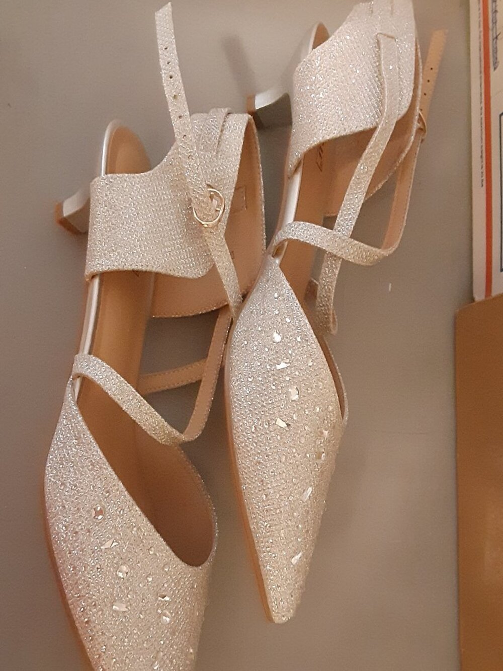 Sparkly Sparkling Shoes in Silvery Gray Sling-Back Shoe Sandals * New * 10 - Picture 2 of 10